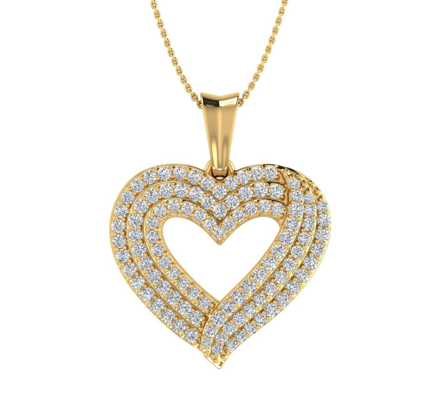 1/2 Carat (ctw) Gold Diamond Women's Heart Pendant (Included Silver Chain)