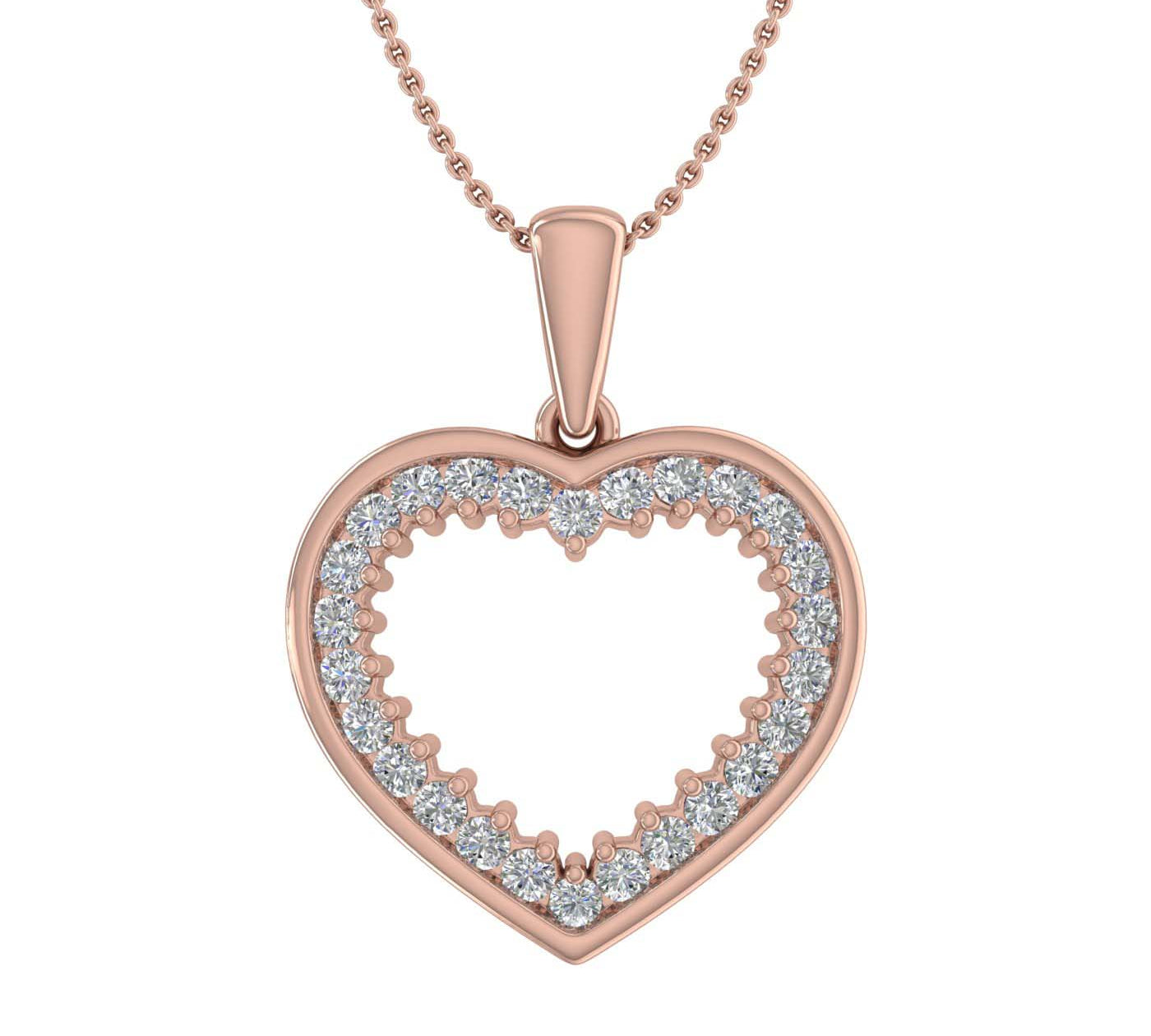1/3 Carat Diamond Heart Pendant Necklace in Gold (Silver Chain Included) - IGI Certified