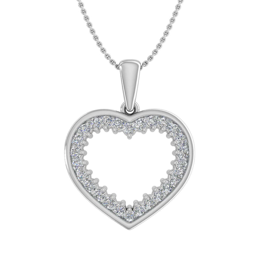 1/3 Carat Diamond Heart Pendant Necklace in Gold (Silver Chain Included)