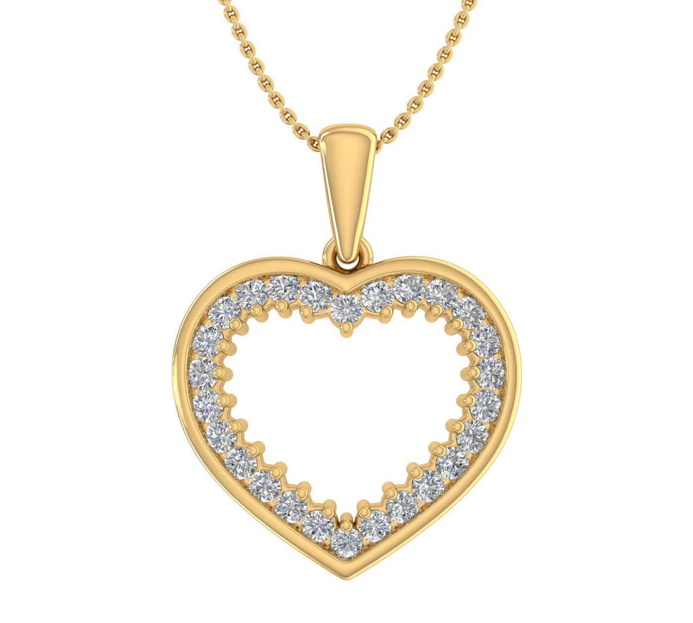 1/3 Carat Diamond Heart Pendant Necklace in Gold (Silver Chain Included) - IGI Certified
