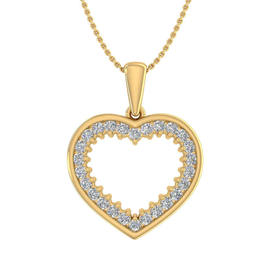 1/3 Carat Diamond Heart Pendant Necklace in Gold (Silver Chain Included) - IGI Certified