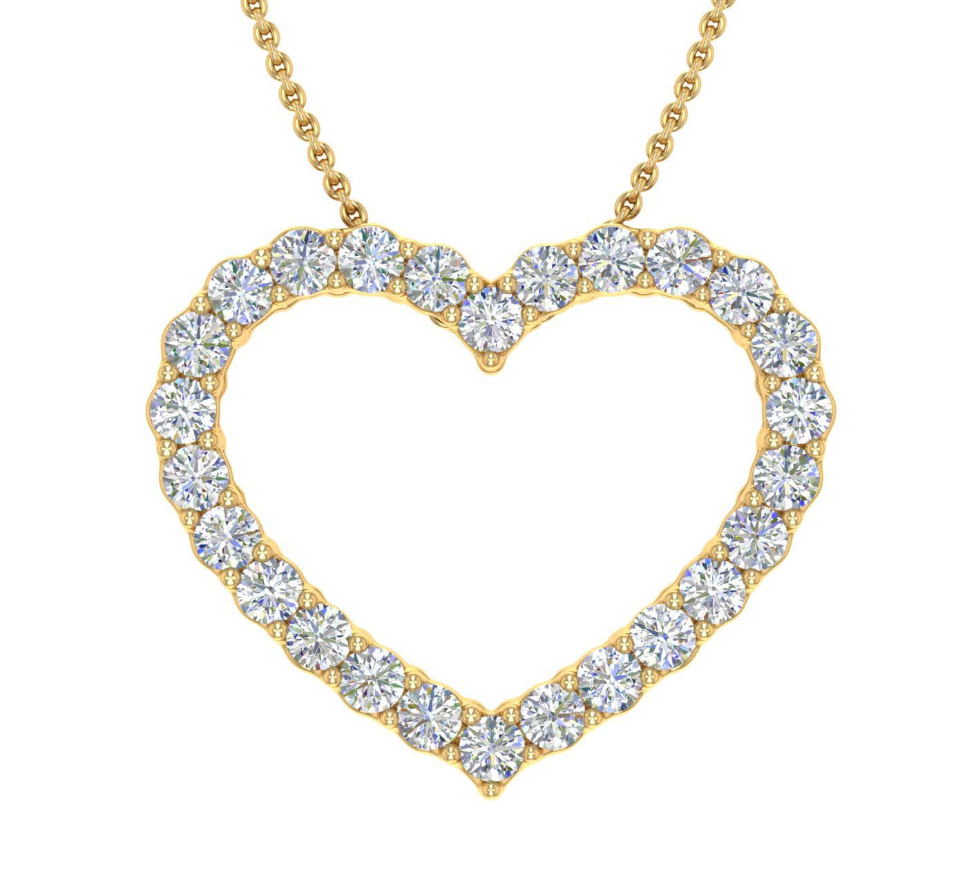 1/2 Carat Diamond Heart Pendant Necklace in Gold (Silver Chain Included)