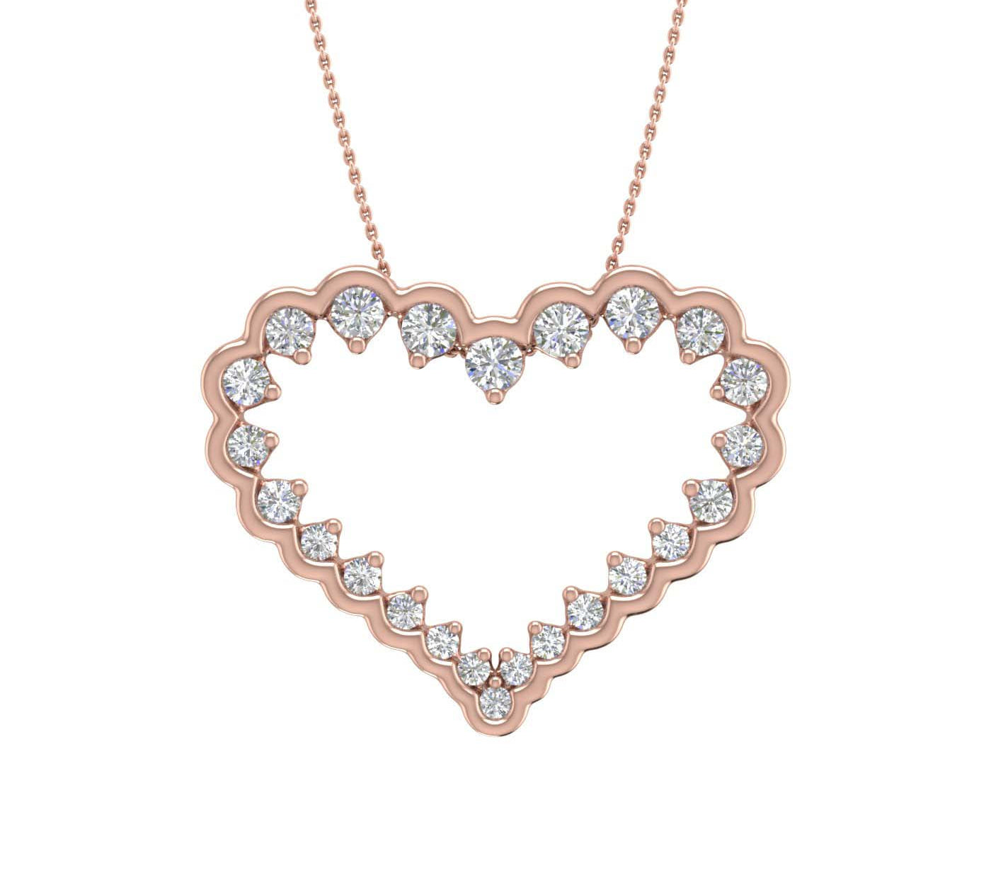 1/2 Carat Diamond Heart Pendant Necklace in Gold (Silver Chain Included) - IGI Certified