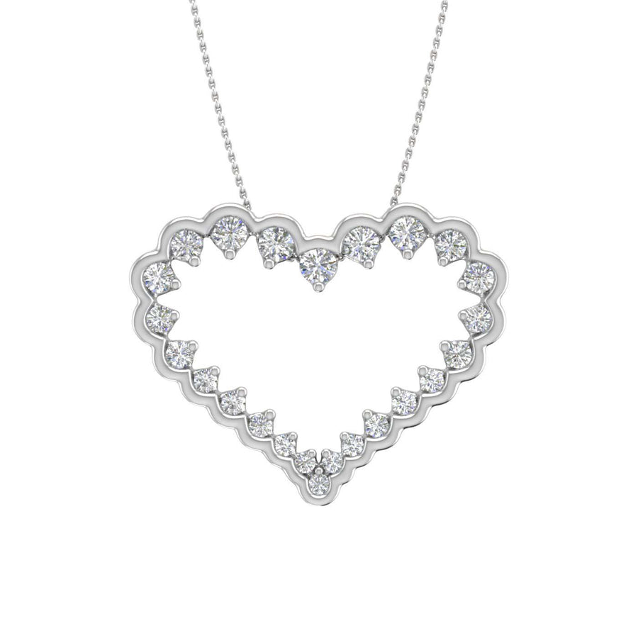 1/2 Carat Diamond Heart Pendant Necklace in Gold (Silver Chain Included) - IGI Certified