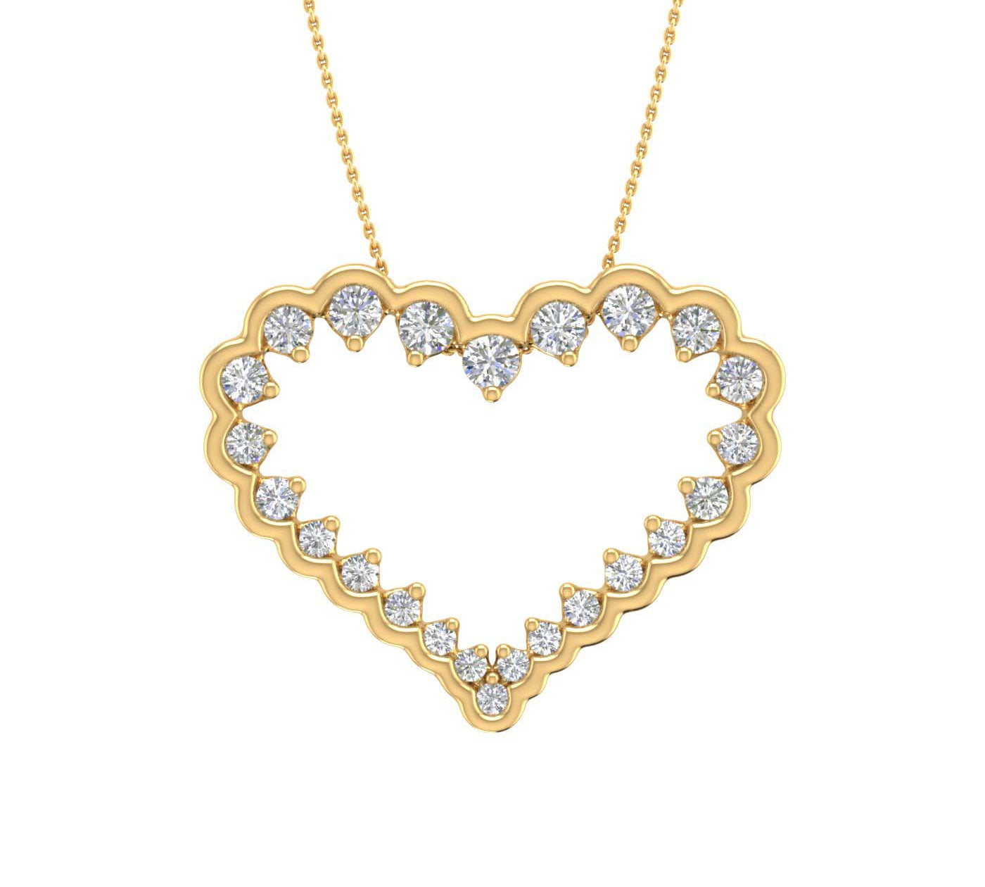 1/2 Carat Diamond Heart Pendant Necklace in Gold (Silver Chain Included) - IGI Certified