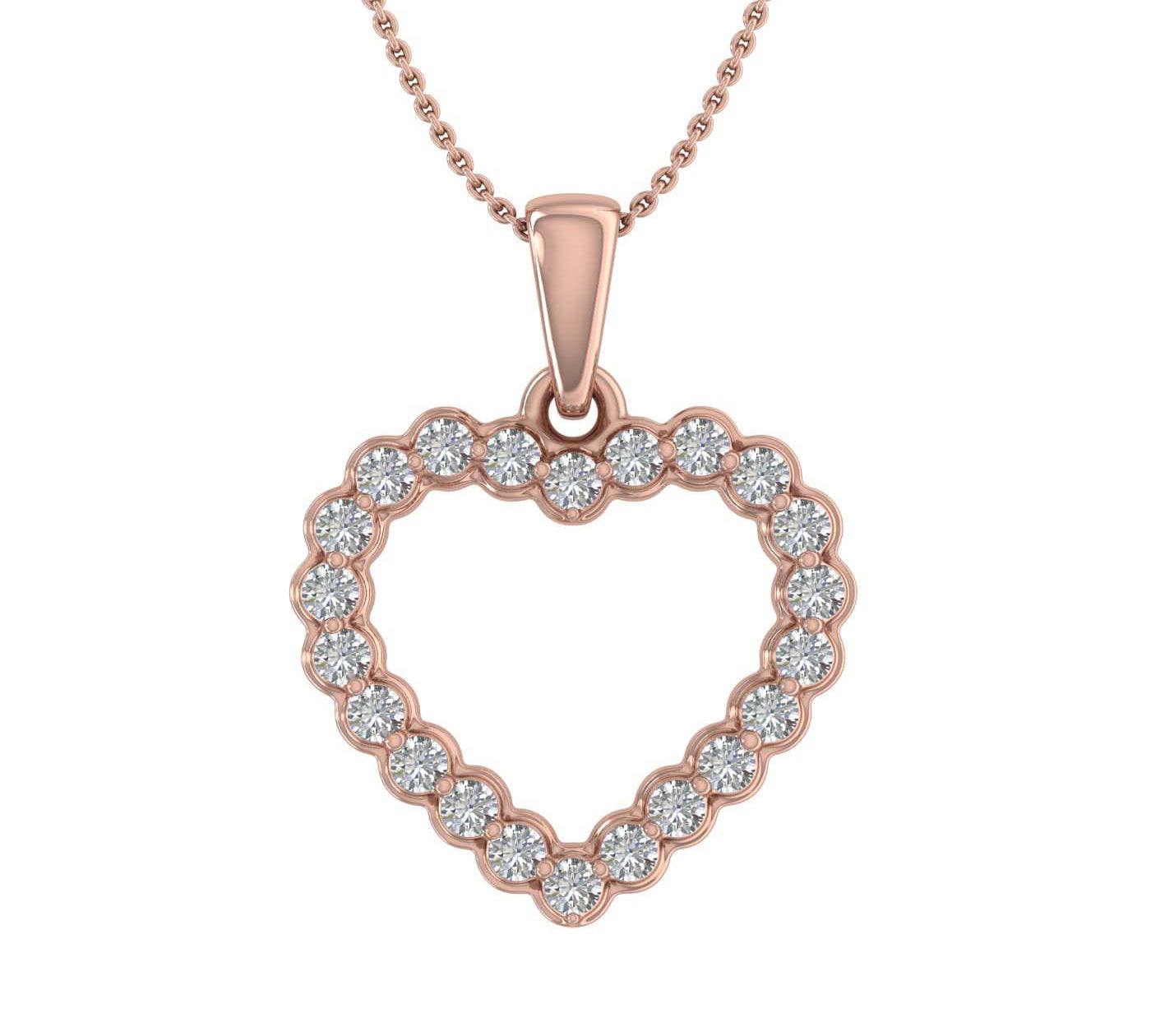 1/3 Carat Diamond Heart Pendant Necklace in Gold (Silver Chain Included)