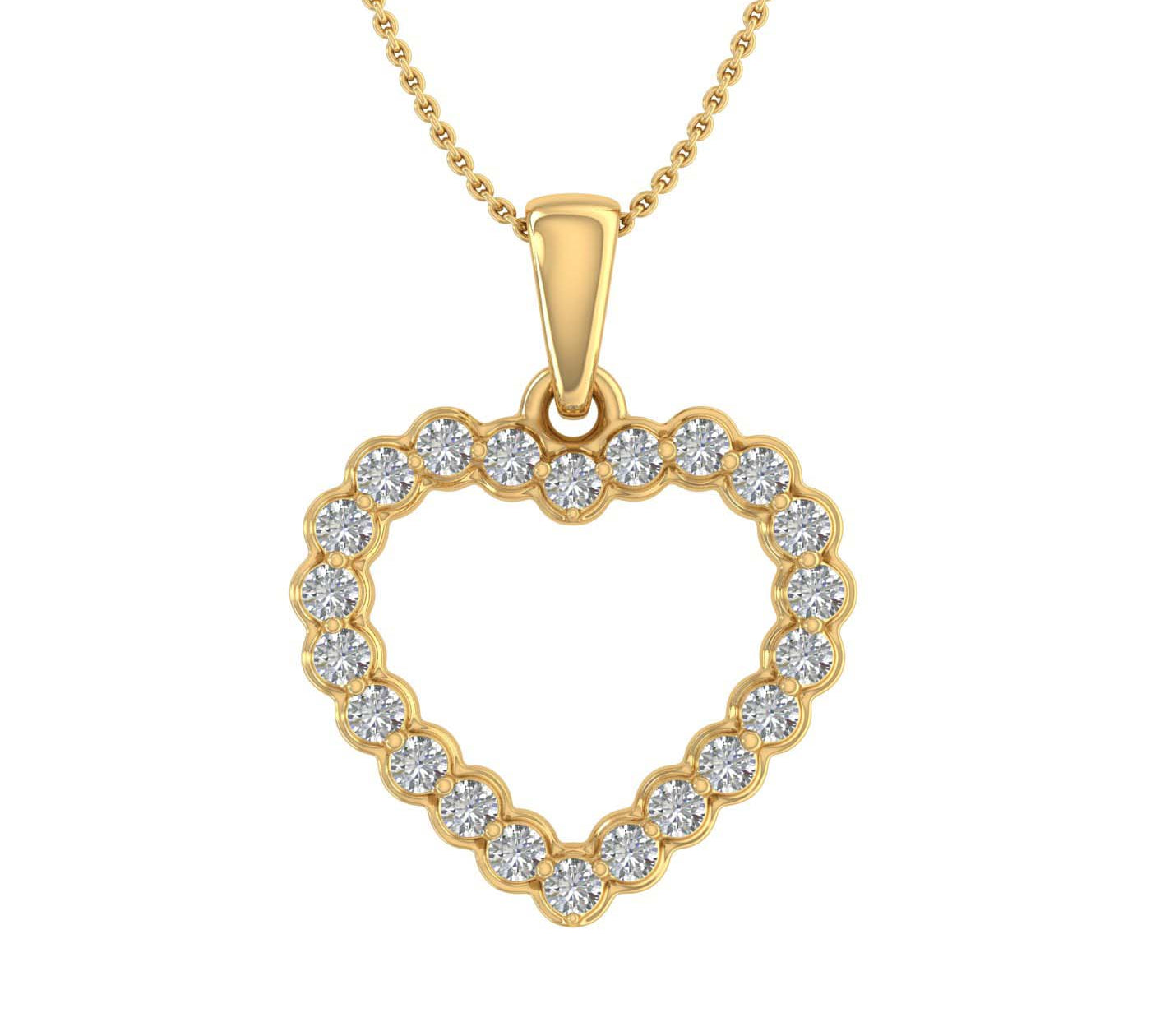 1/3 Carat Diamond Heart Pendant Necklace in Gold (Silver Chain Included)