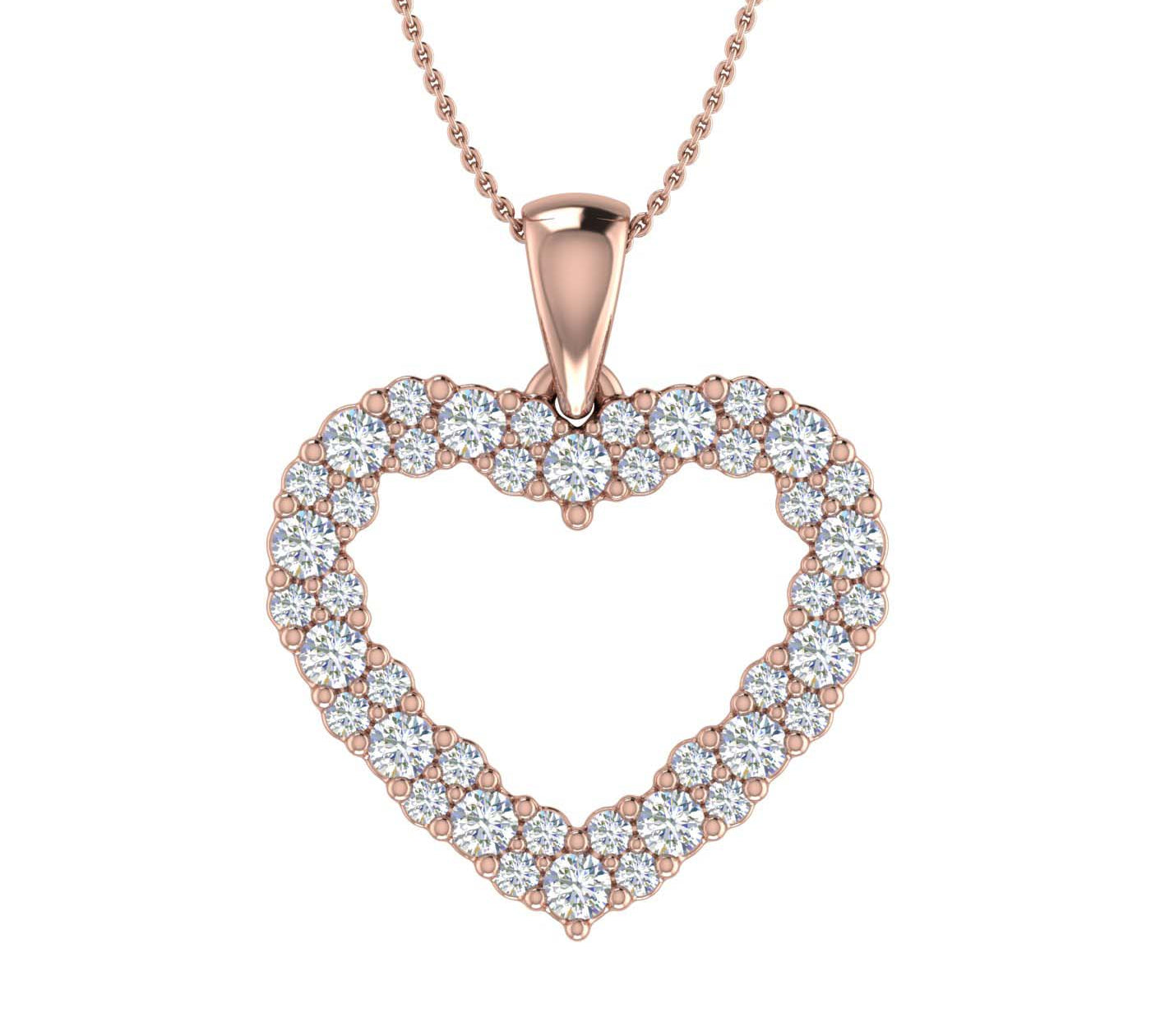 1/2 Carat Diamond Heart Pendant Necklace in Gold (Silver Chain Included) - IGI Certified