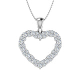 1/2 Carat Diamond Heart Pendant Necklace in Gold (Silver Chain Included)