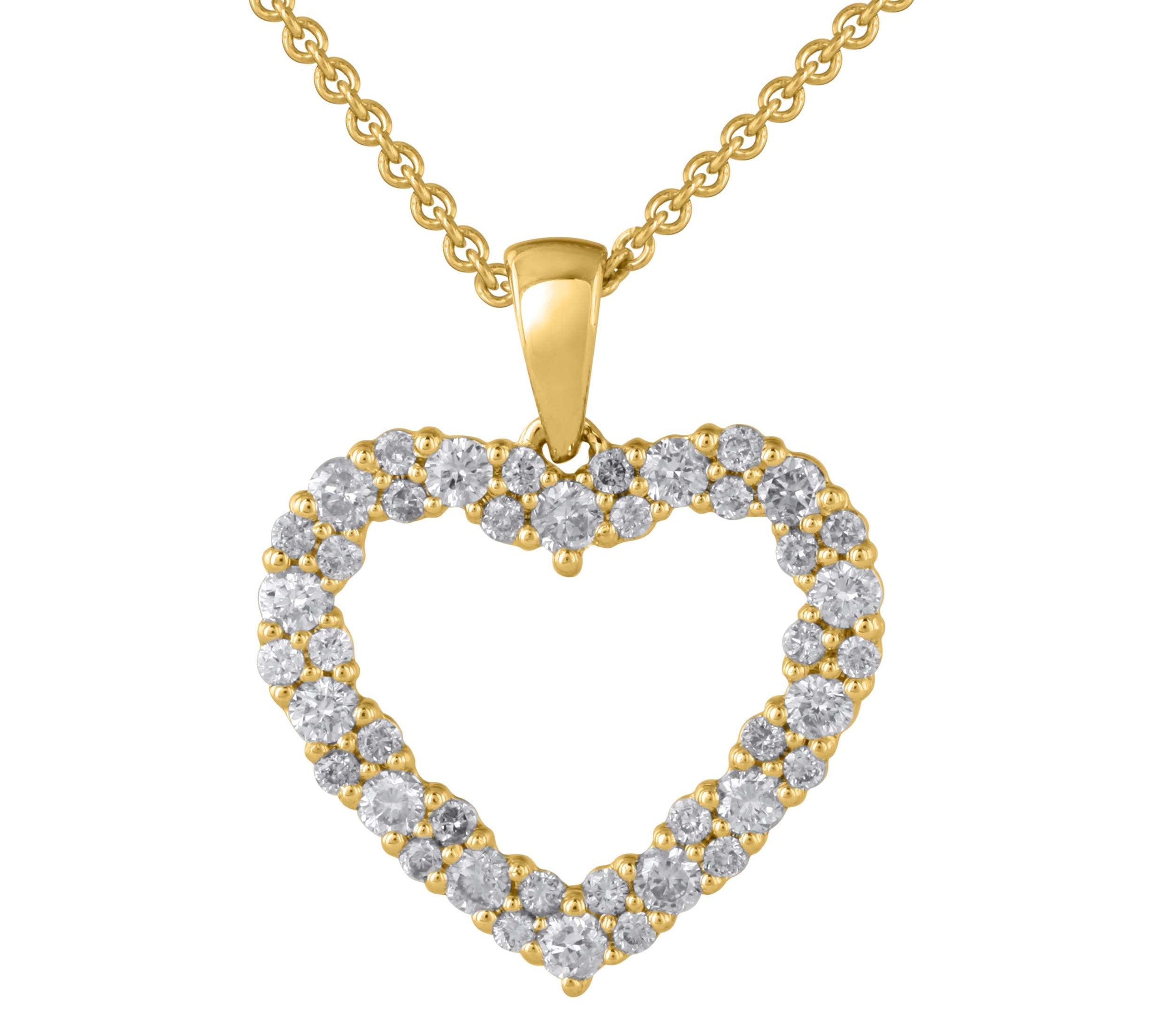 1/2 Carat Diamond Heart Pendant Necklace in Gold (Silver Chain Included)