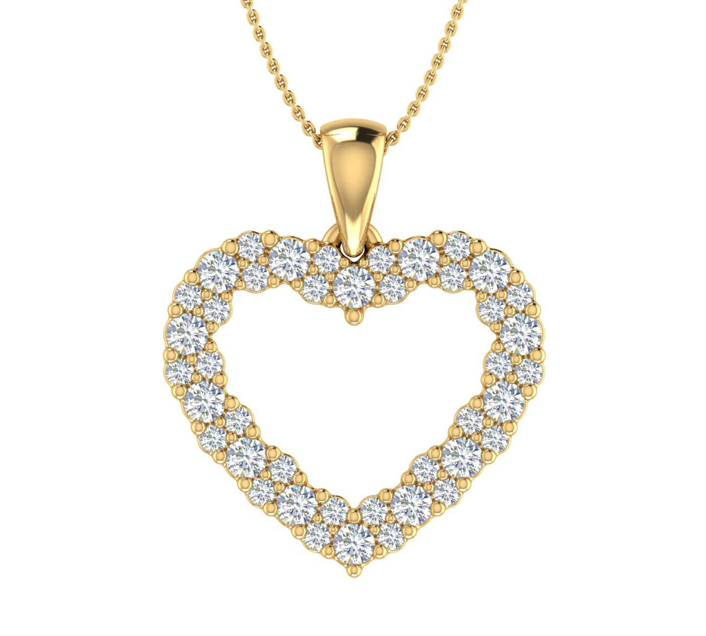 1/2 Carat Diamond Heart Pendant Necklace in Gold (Silver Chain Included) - IGI Certified