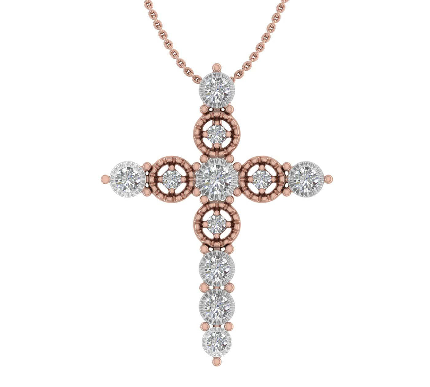 1/5 Carat Diamond Cross Pendant Necklace in Gold (Silver Chain Included)