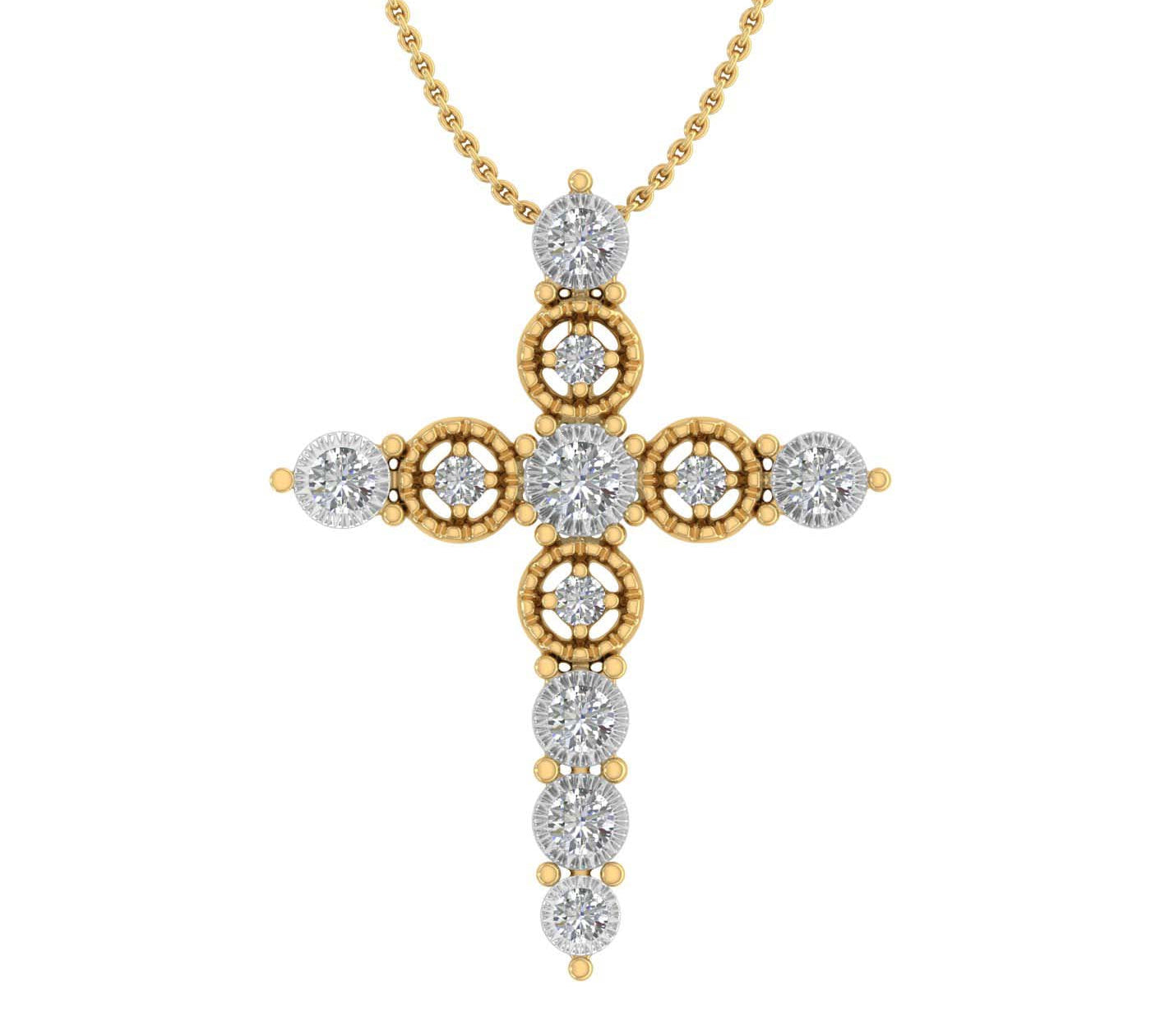 1/5 Carat Diamond Cross Pendant Necklace in Gold (Silver Chain Included)