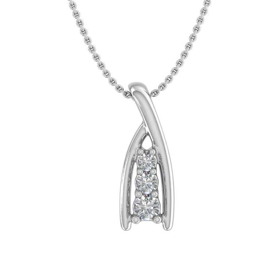 1/10 Carat Diamond 3-stone Journey Pendant Necklace in Gold (Silver Chain Included) - IGI Certified