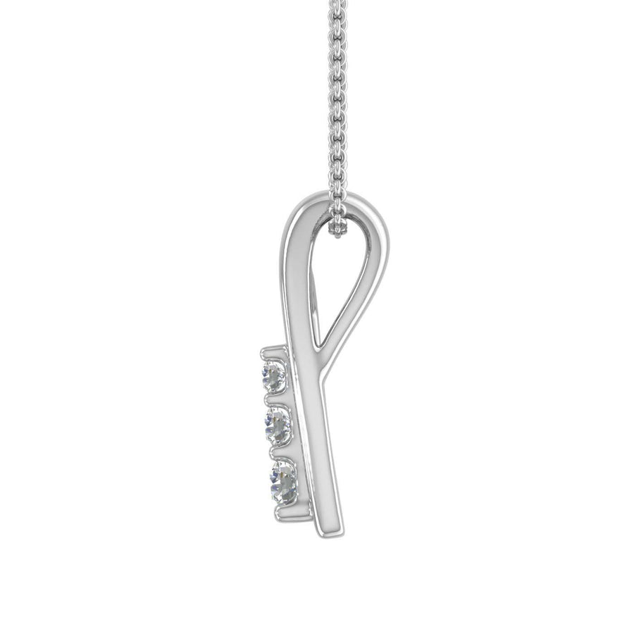 1/10 Carat Diamond 3-stone Journey Pendant Necklace in Gold (Silver Chain Included)