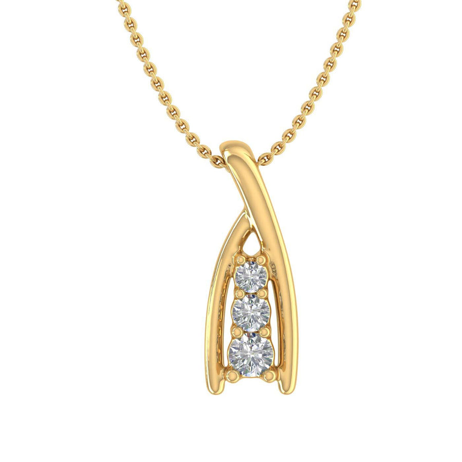 1/10 Carat Diamond 3-stone Journey Pendant Necklace in Gold (Silver Chain Included) - IGI Certified