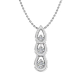 0.07 Carat Diamond 3-stone Journey Pendant Necklace in Gold (Silver Chain Included)