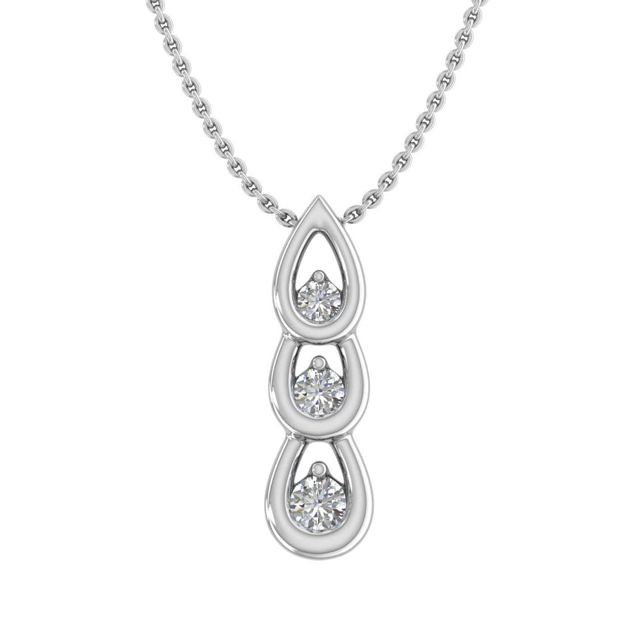 0.07 Carat Diamond 3-stone Journey Pendant Necklace in Gold (Silver Chain Included)