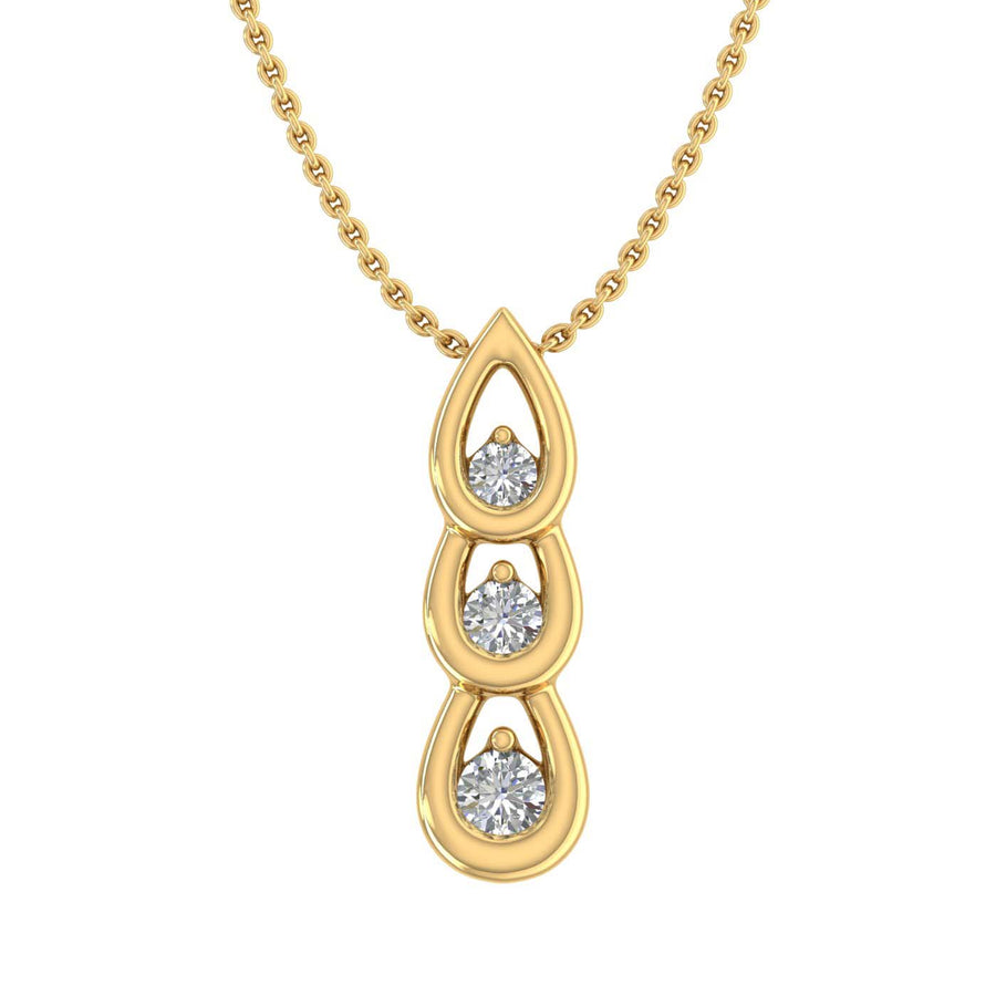 0.07 Carat Diamond 3-stone Journey Pendant Necklace in Gold (Silver Chain Included)