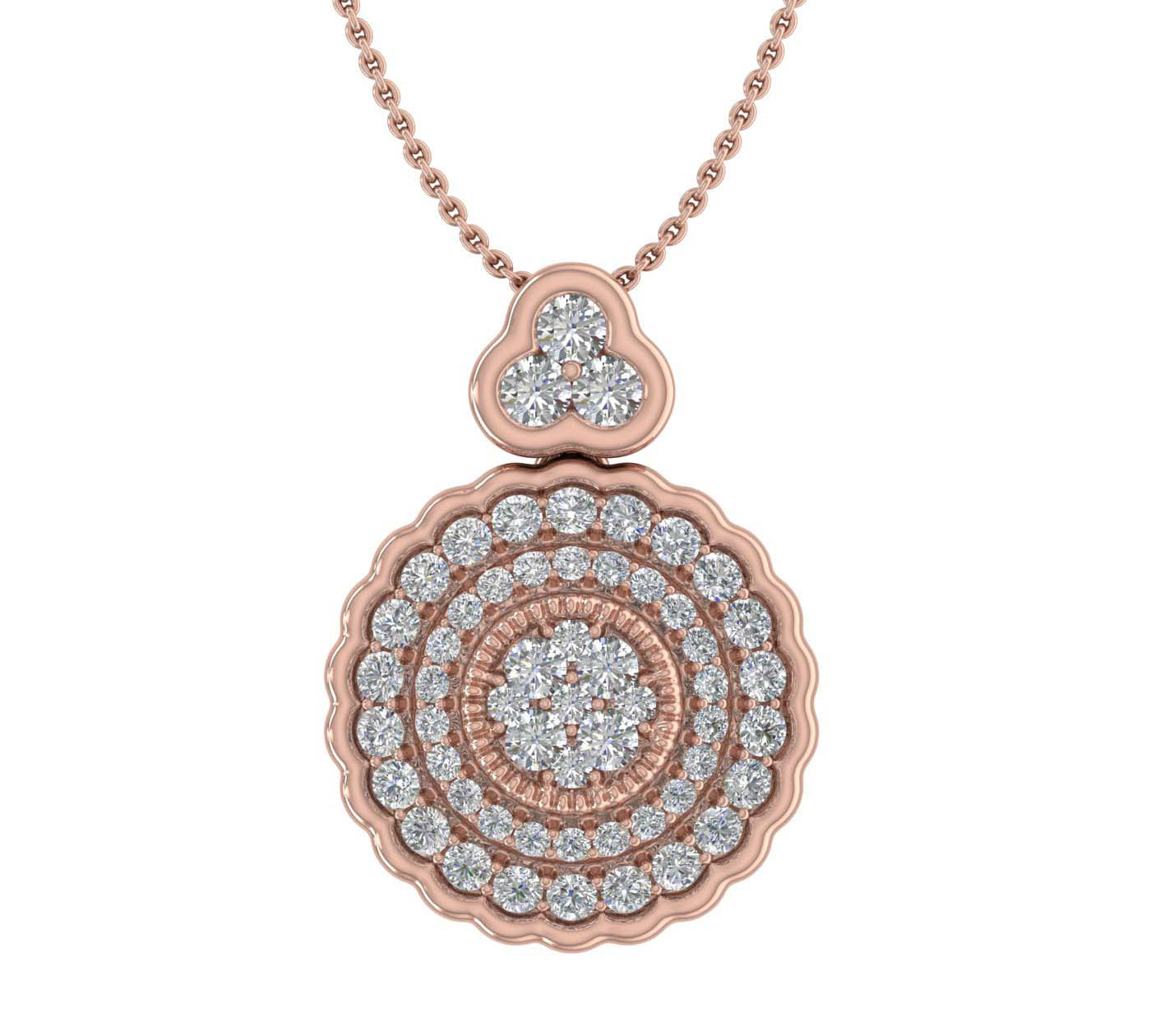 1/2 Carat Diamond Circle Pendant Necklace in Gold (Silver Chain Included)