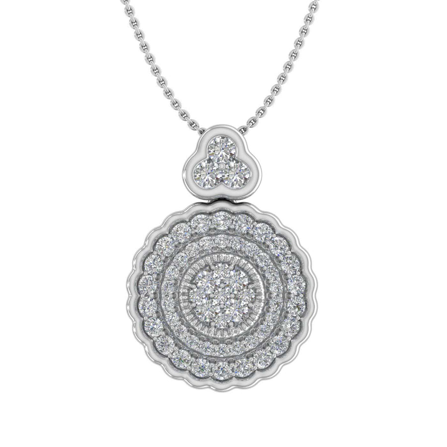 1/2 Carat Diamond Circle Pendant Necklace in Gold (Silver Chain Included) - IGI Certified
