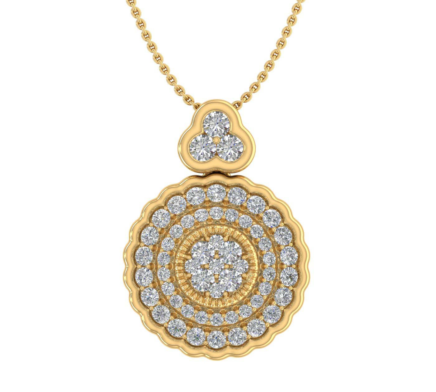 1/2 Carat Diamond Circle Pendant Necklace in Gold (Silver Chain Included)