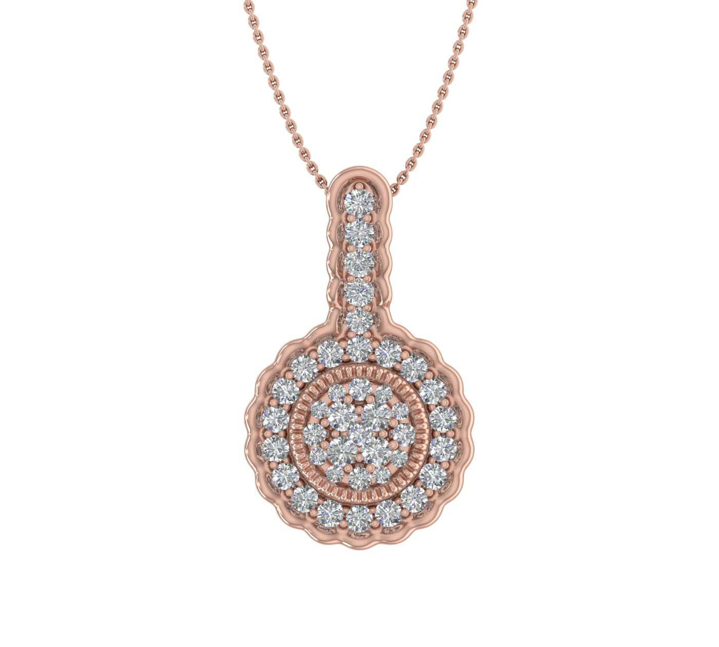 1/3 Carat Diamond Cluster Pendant Necklace in Gold (Silver Chain Included)