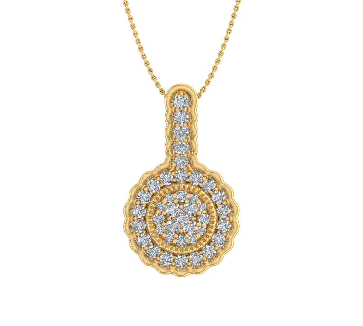 1/3 Carat Diamond Cluster Pendant Necklace in Gold (Silver Chain Included)