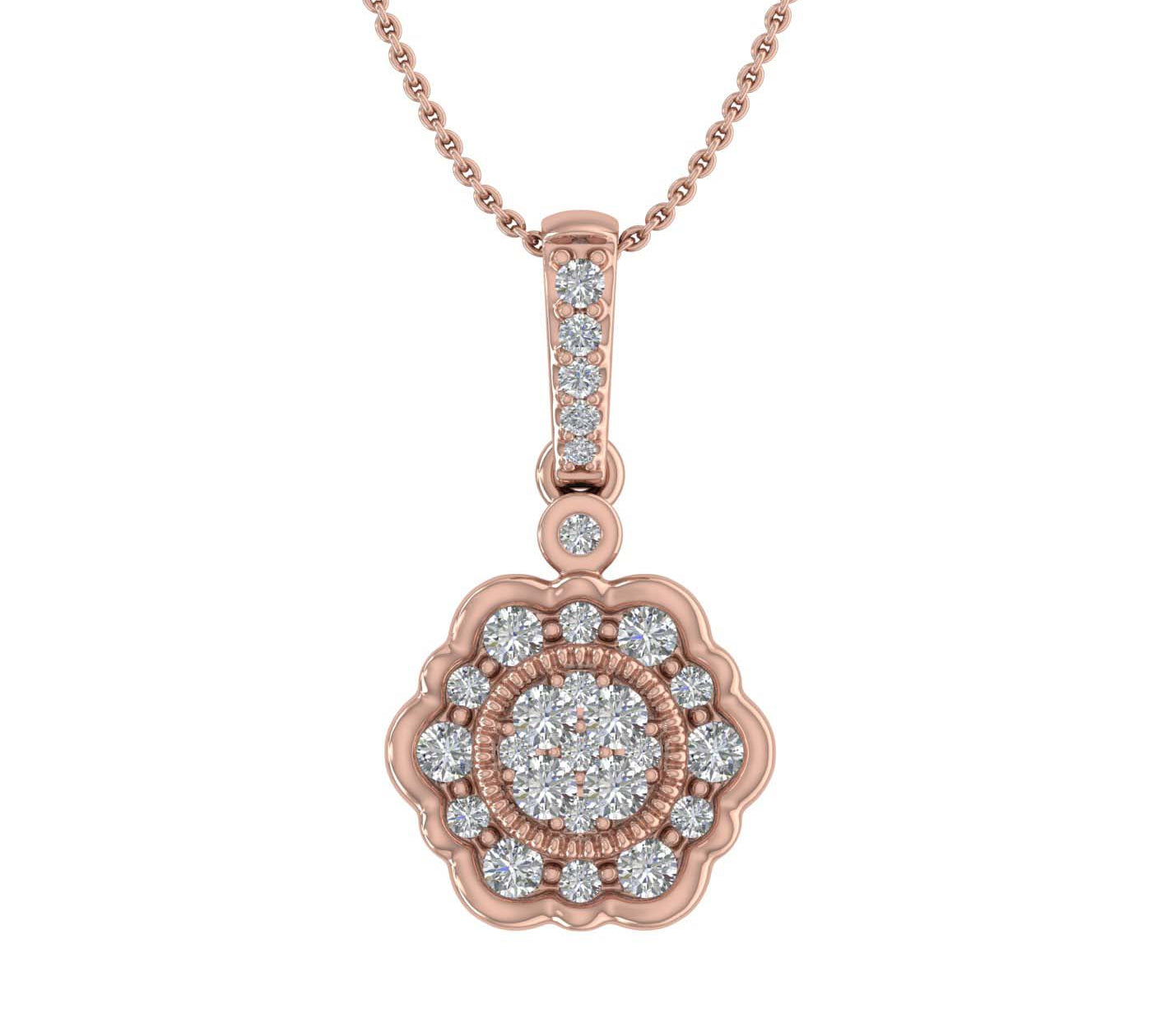1/3 Carat Diamond Floral Pendant Necklace in Gold (Silver Chain Included)