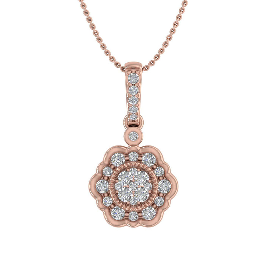 1/3 Carat Diamond Floral Pendant Necklace in Gold (Silver Chain Included)