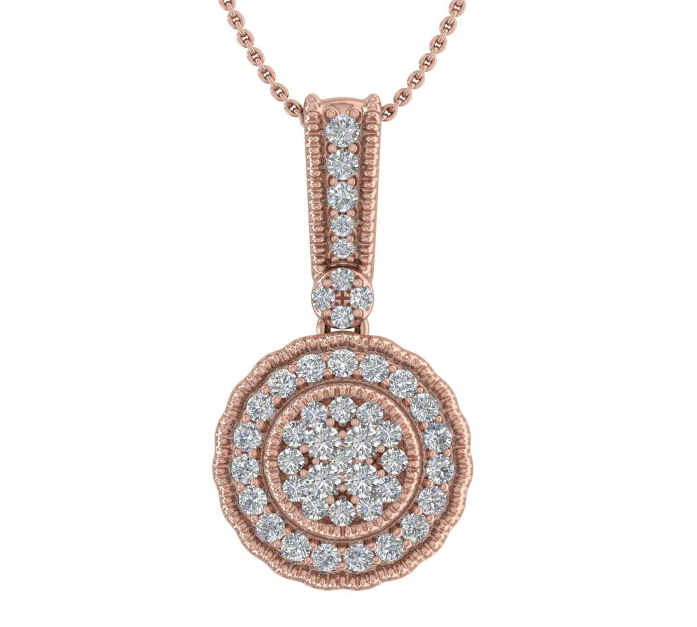 1/3 Carat Diamond Circle Pendant Necklace in Gold (Silver Chain Included)