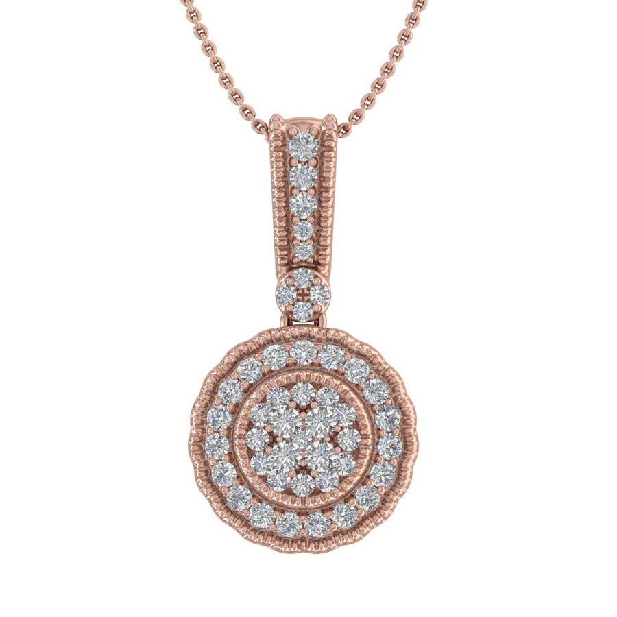 1/3 Carat Diamond Circle Pendant Necklace in Gold (Silver Chain Included) - IGI Certified