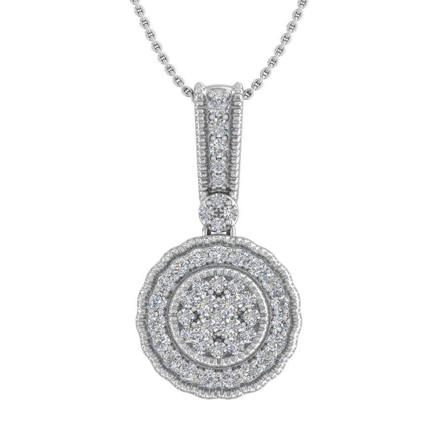 1/3 Carat Diamond Circle Pendant Necklace in Gold (Silver Chain Included)