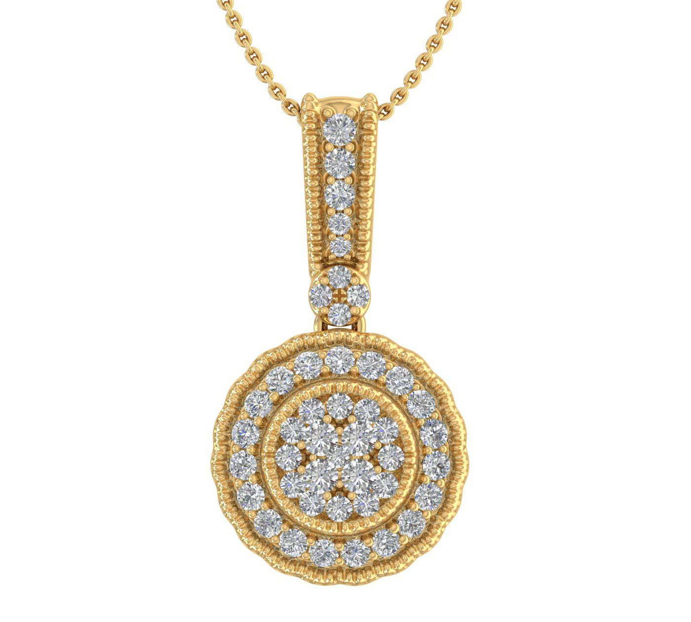 1/3 Carat Diamond Circle Pendant Necklace in Gold (Silver Chain Included)
