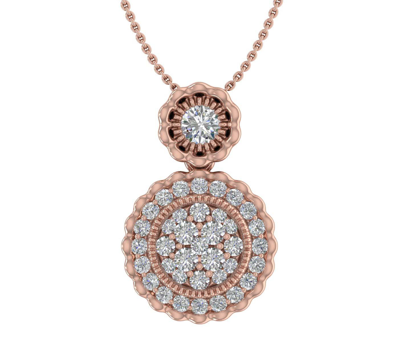 0.37 Carat Diamond Circle Pendant Necklace in Gold (Silver Chain Included)