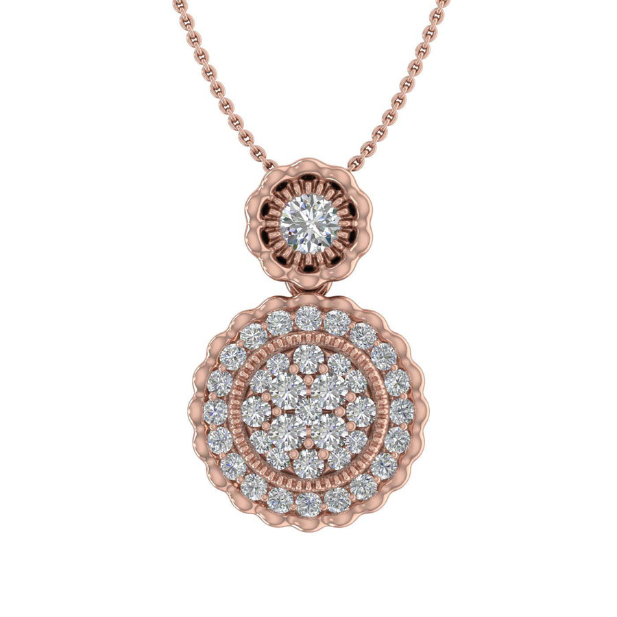 0.37 Carat Diamond Circle Pendant Necklace in Gold (Silver Chain Included)