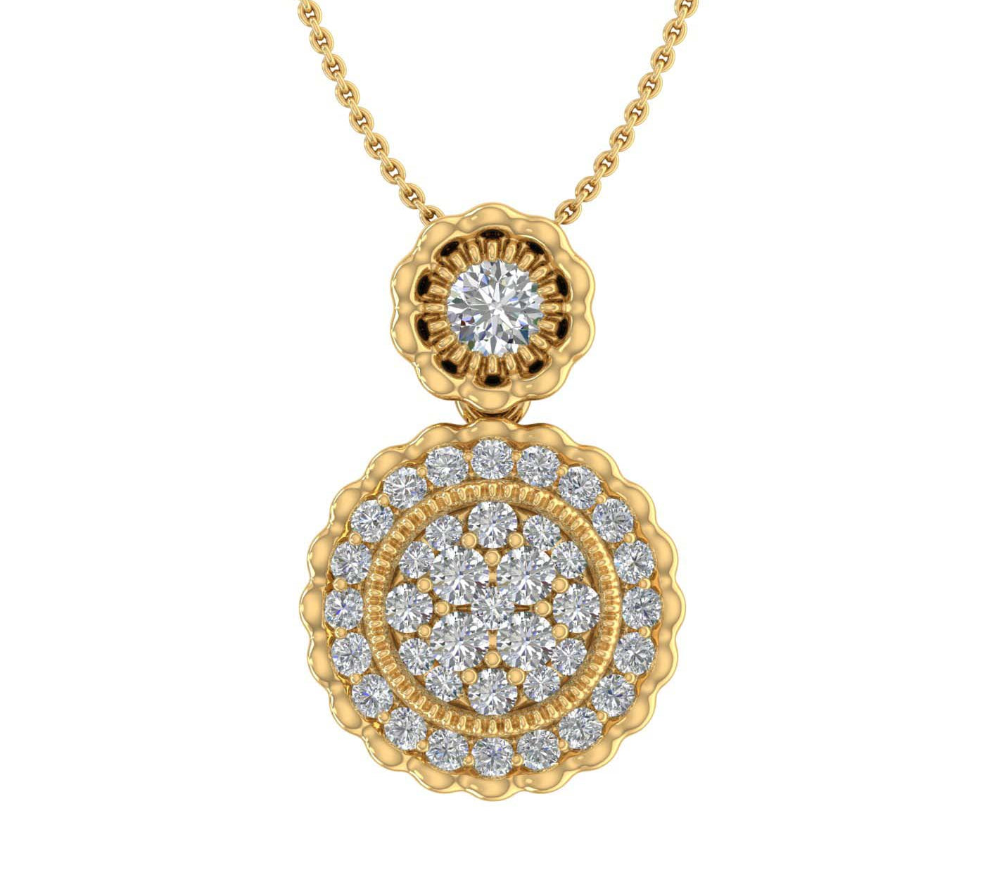0.37 Carat Diamond Circle Pendant Necklace in Gold (Silver Chain Included)