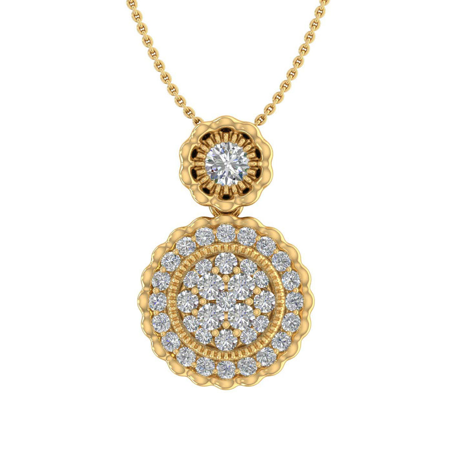 0.37 Carat Diamond Circle Pendant Necklace in Gold (Silver Chain Included) - IGI Certified