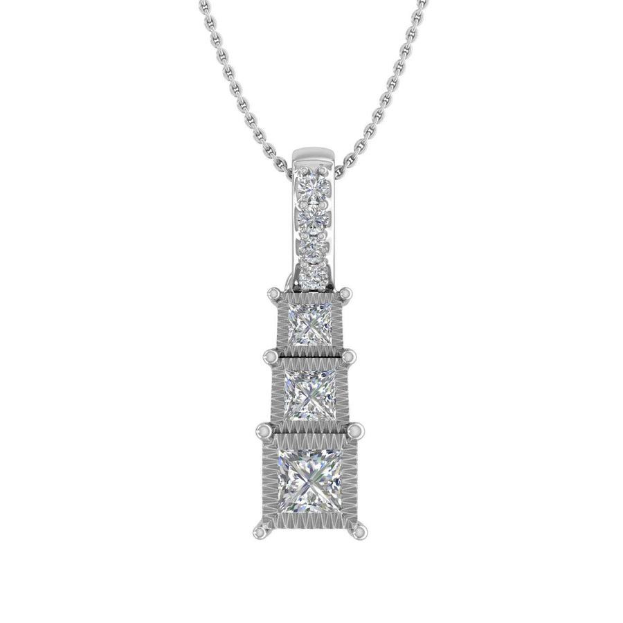 1/5 Carat Diamond 3-stone Journey Pendant Necklace in Gold (Silver Chain Included) - IGI Certified