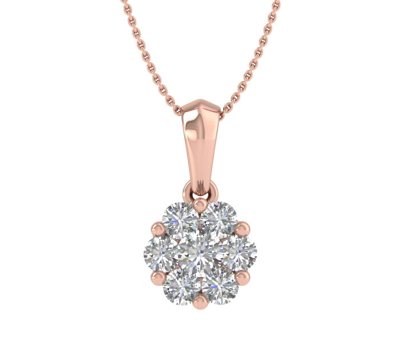 1/4 Carat Diamond Cluster Pendant Necklace in Gold (Silver Chain Included)