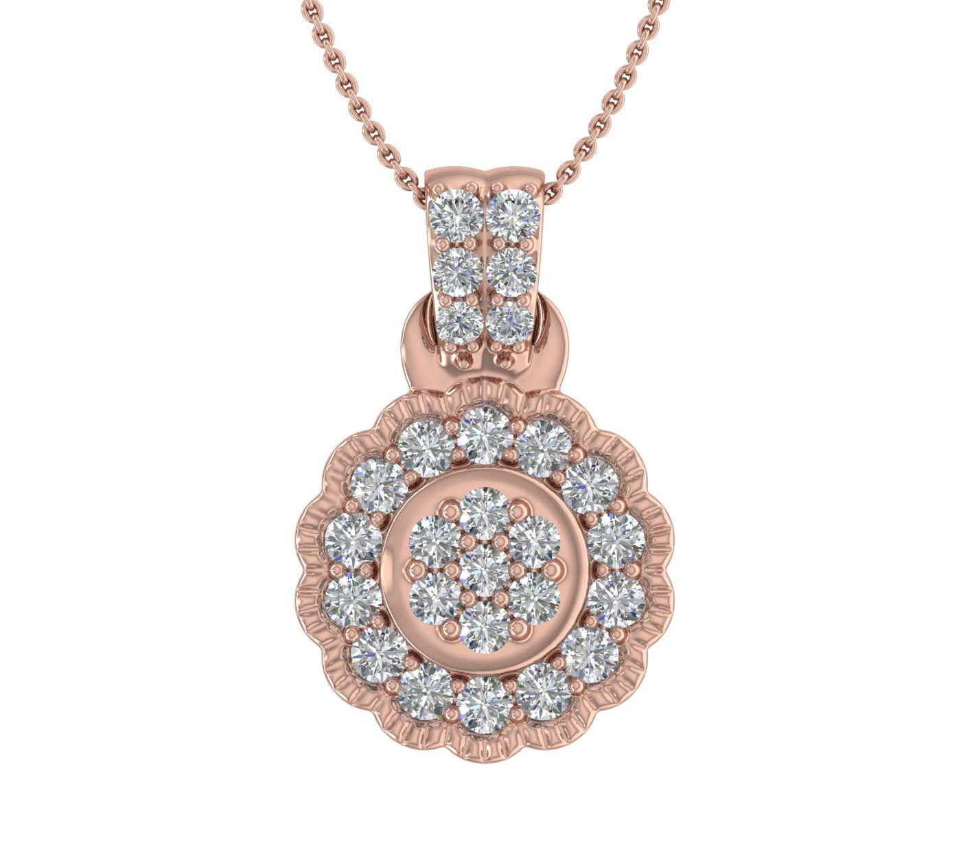 1/2 Carat Diamond Cluster Pendant Necklace in Gold (Silver Chain Included) - IGI Certified