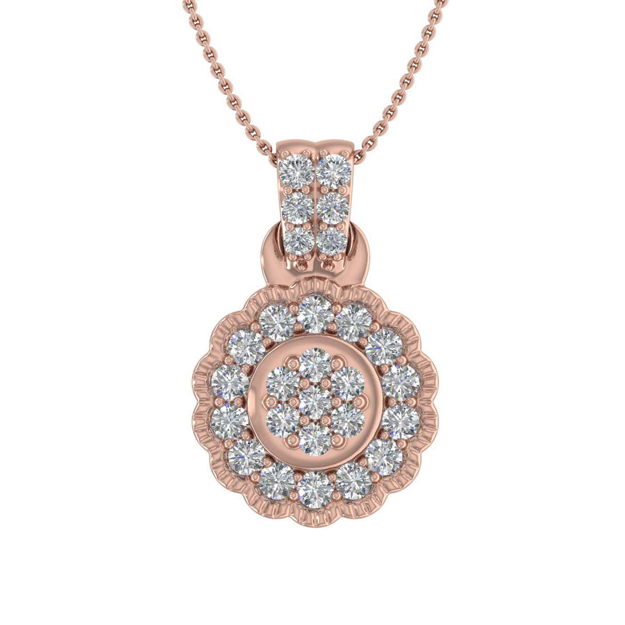 1/2 Carat Diamond Cluster Pendant Necklace in Gold (Silver Chain Included) - IGI Certified