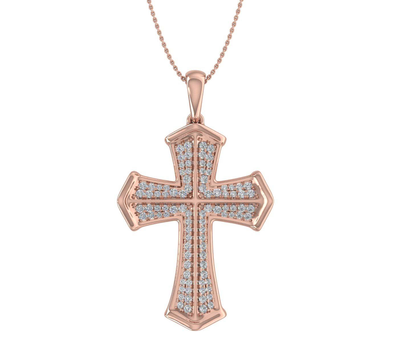1/3 Carat Diamond Vintage Cross Pendant Necklace in Gold (Silver Chain Included)
