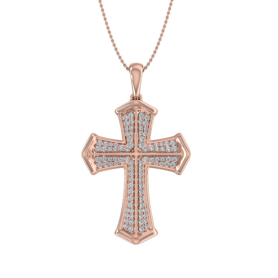 1/3 Carat Diamond Vintage Cross Pendant Necklace in Gold (Silver Chain Included)