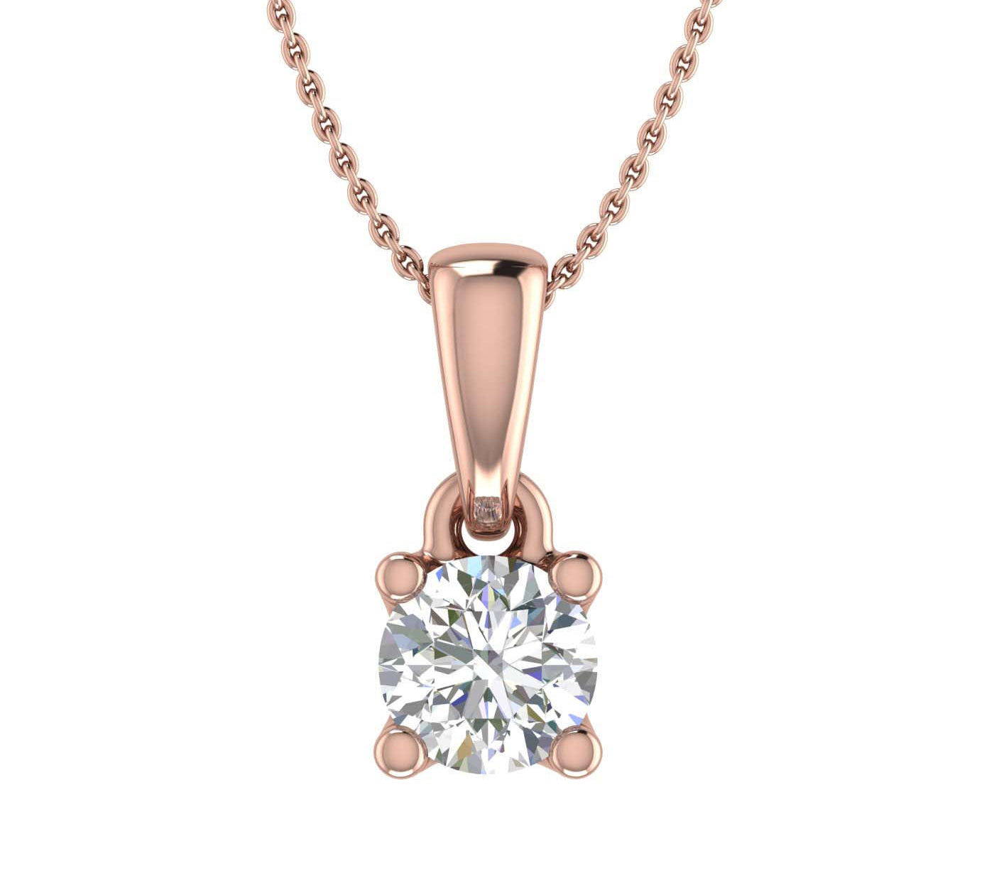 0.22 Carat 4-Prong Set Diamond Solitaire Pendant Necklace in Gold (with Silver Chain) - IGI Certified