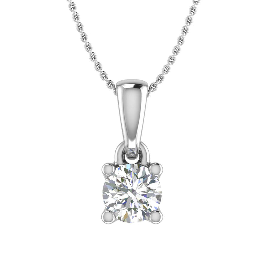 0.22 Carat 4-Prong Set Diamond Solitaire Pendant Necklace in Gold (with Silver Chain) - IGI Certified
