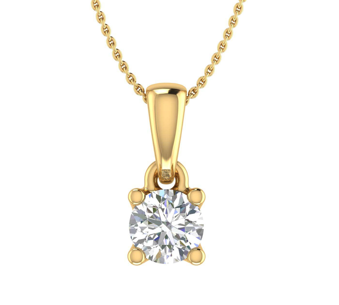 0.22 Carat 4-Prong Set Diamond Solitaire Pendant Necklace in Gold (with Silver Chain) - IGI Certified