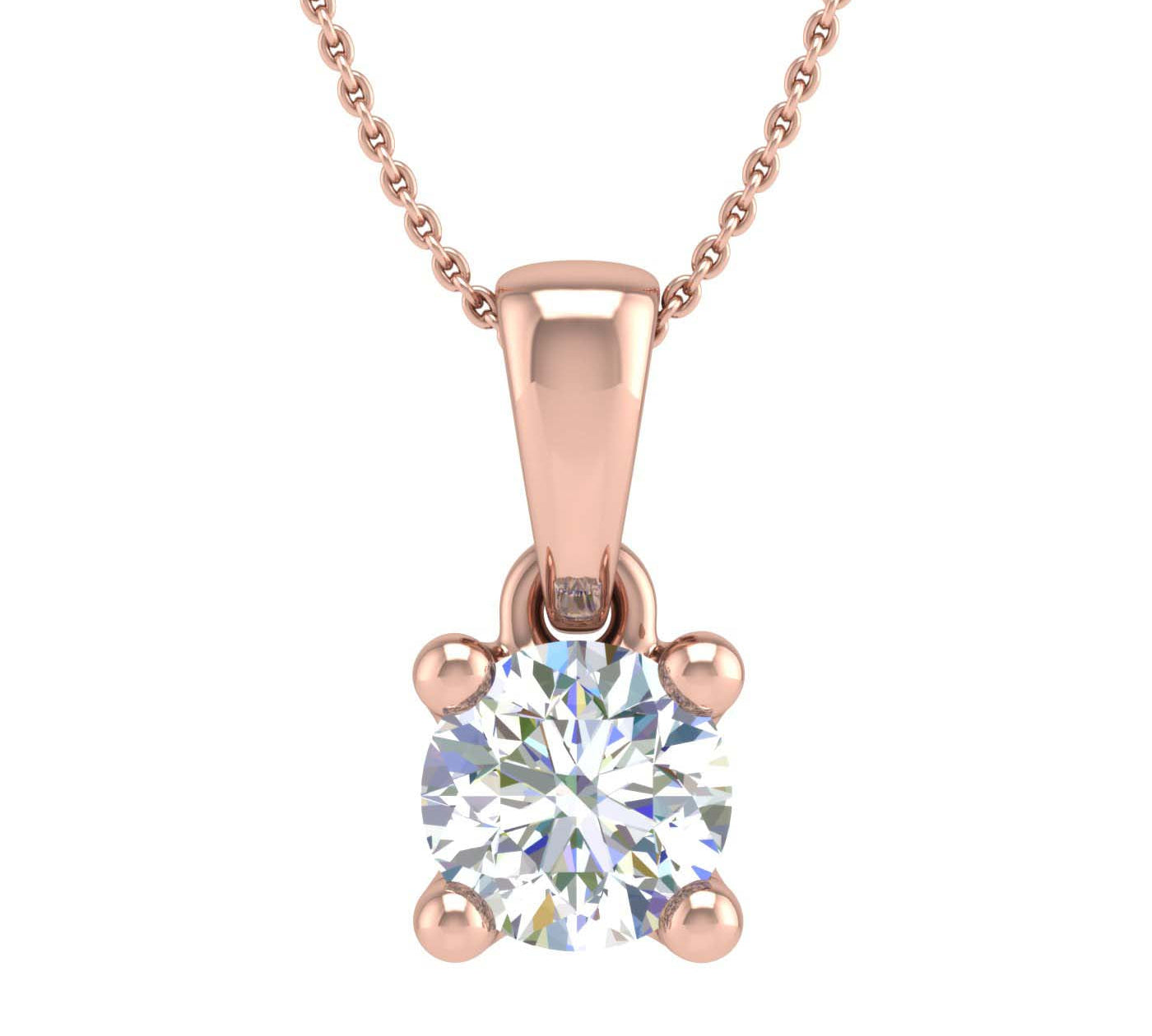 1/4 Carat 4-Prong Set Diamond Solitaire Pendant Necklace in Gold (Silver Chain Included) - IGI Certified