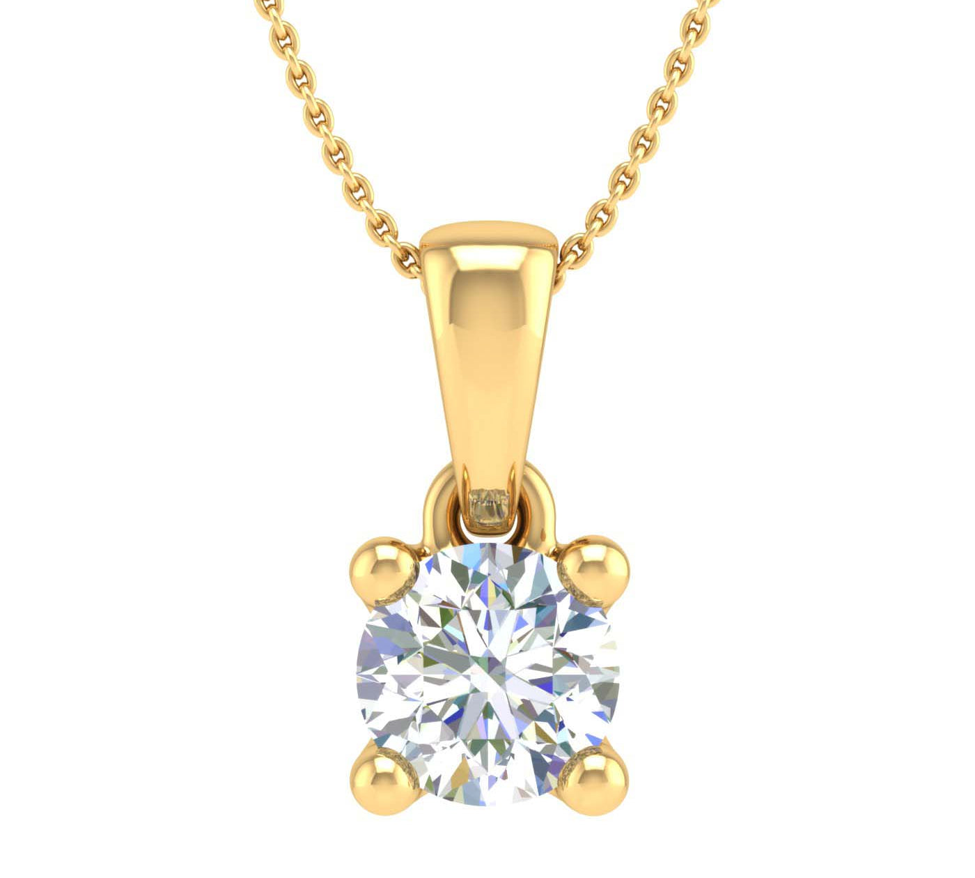 1/4 Carat 4-Prong Set Diamond Solitaire Pendant Necklace in Gold (Silver Chain Included) - IGI Certified