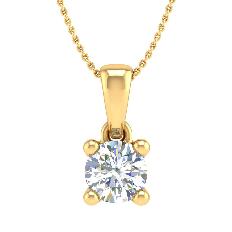 1/4 Carat 4-Prong Set Diamond Solitaire Pendant Necklace in Gold (Silver Chain Included) - IGI Certified